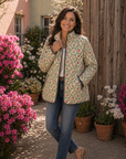Aveline | Vintage Floral Art Print Quilted Jacket