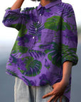 Isaline | Women’s Tropical Leaf Print Casual Shirt