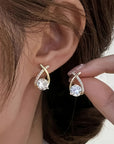 Earrings with Golden Cross and Zirconia