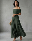 June | Off Shoulder Draped Midi Dress