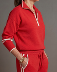 Rain | Zip Neck Long Sleeve Side Stripe Leg Pants Set
