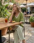 Wren | Contrast V Neck Tunic Stripe Trouser Set