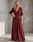 Wanda | Cross Front Wide Leg Jumpsuit