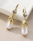 Vintage Botanical Pearl Earrings