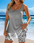Two-Piece Tankini Body Covering Printed Boxer