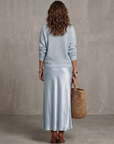 Luciana | Bias Fall Satin Skirt Knit Layer Set