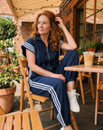 Lark | Zip Front Stripe Panel Jumpsuit