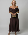 Calen | Off Shoulder Flow Midi Dress