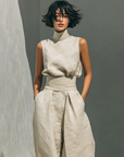 Marieta | Minimalist Set of Sleeveless Blouse and Wide Pants