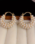 Layered Pearl Hoop Earrings