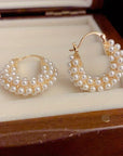 Layered Pearl Hoop Earrings