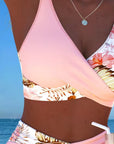 Bikini Contrast Floral Pattern Split
