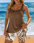 Two-Piece Tankini Body Covering Printed Boxer