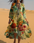 Samantha | Women Vintage Boho V-Neck Summer Dress