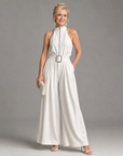 Astrielle | Belted High Neck Wide Leg Sleeveless Jumpsuit