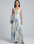 Ophelia | Sleeveless Square Neck Floral Print Midi Dress