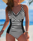 Striped Color Block Swimsuit