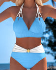 Lily | High Waisted Double Strap Swimsuit with Contrast Color