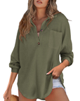 KATHRYN™ – Casual Lightweight Button V Neck Tunic Blouse