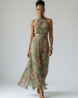 Mirelle | Gathered Halter Midi Dress