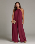 Sylvara | Pleated Halter Neck Wide Leg Relaxed Jumpsuit