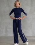 Eirlys | Fitted Long Sleeve Top Wide Leg Pants Set