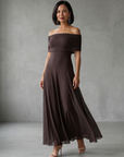June | Off Shoulder Draped Midi Dress