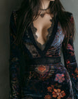 Marisol™ | Boho Floral Velvet Mini Dress