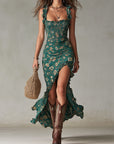 Maya™ | Boho Retro Ruffled Sleeves High Slit Maxi Dress