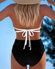 Lily | High Waisted Double Strap Swimsuit with Contrast Color