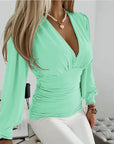 Hannah | Women Elegant Long Sleeve V Neck Blouse