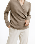 Natalie | Women’s Winter Wrap V Neck Knit Sweater