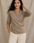 Natalie | Women’s Winter Wrap V Neck Knit Sweater