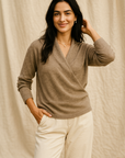 Natalie | Women’s Winter Wrap V Neck Knit Sweater