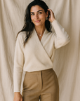 Natalie | Women’s Winter Wrap V Neck Knit Sweater