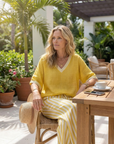 Wren | Contrast V Neck Tunic Stripe Trouser Set