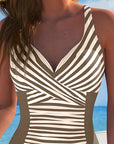 Striped Color Block Swimsuit