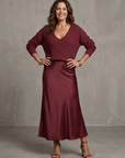 Luciana | Bias Fall Satin Skirt Knit Layer Set