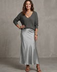 Luciana | Bias Fall Satin Skirt Knit Layer Set