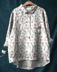 Hadley | Pink Spring Floral Repeat Pattern Printed Women's Casual Shirt