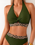 Ribbed Bikini Leopard Color Block