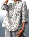 Hadley | Pink Spring Floral Repeat Pattern Printed Women's Casual Shirt