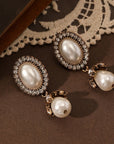 Vintage Pearl Frame Drop Earrings