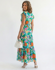 Lila | Floral V-Neck Tiered Midi Dress