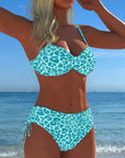 Two-Piece Swimsuit with Knot and Leopard Print