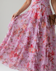 Nori | Halter Neck Ruched Bodice Floral Maxi Dress