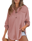 KATHRYN™ – Casual Lightweight Button V Neck Tunic Blouse