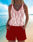 Mia | Casual Two Piece Printed V-Neck Swimsuit with Pockets