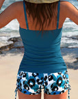 Gabby | Ribbed Tankini with Print Shorts