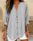 Isabella | Women’s Relaed Striped Button Blouse
